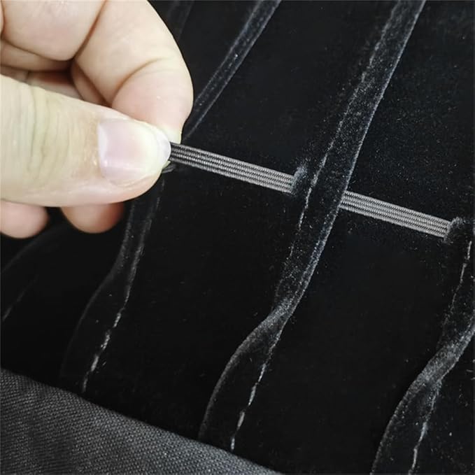 Portable Jewelry Roll Untangled Secure Necklace Travel Storage Bag Displays Holder 16 Chain (Gray PU and Black Velvet)