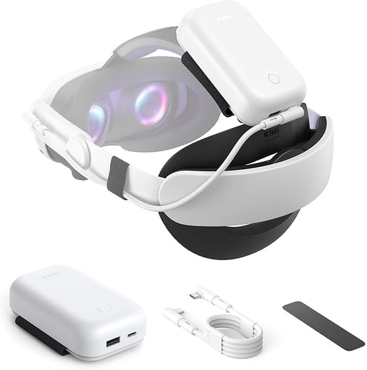 KIWI design B1 Plus 10000mAh Battery Pack Compatible with Meta Quest 3S/Quest 3/Quest 2 Accessories, Power Bank for Balanced Head Pressure and Extended Play Time (Not Including The Head Strap)