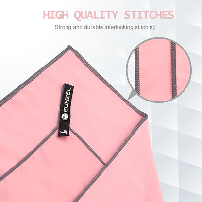 Eunzel 2 Set Quick Dry Camping Towel, Microfiber Travel Towel Super Absorbent Fast Drying Towel for Camping, Beach, Gym, Backpacking & Swimming(Two 3-Piece Towel Sets, Taro Purple/Pink)
