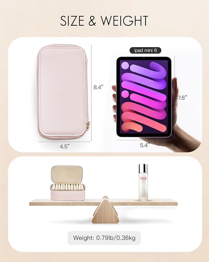 Vlando Jewelry Box with 12 Velvet Jewelry Bags Travel Jewelry Case for Girls Jewelry Organizer for Travelers Birthday Christmas Gift Ideas for Women (Pink)