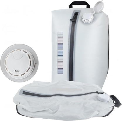 2025 Professional Vacuum Bags with Built-in Pump, 30L Vacuum Seal Bags with See-through Window, Space Saver Bags for Clothing Travel IP67, Reusable Compression Bag (Silver White 1PC)