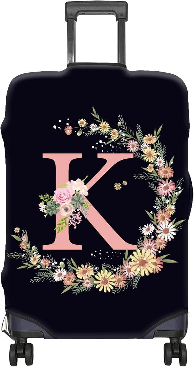 Luggage Suitcase Cover Protector Luggage Elastic Washable Baggage Covers Initial Cute Aesthetic for Unisex Women Girls Travel Trip M(22-25 inch)-Letter K