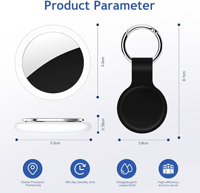 Air Tracker Tag 2 Pack [Apple MFi Certified] with Find My(iOS Only), Key Finder with No App Needed, Waterproof, 365-Day Standby,Wallet Key Bag Luggage Tracker