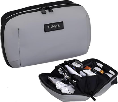 Electronics Travel Organizer Case - Tech Accessories Cord Storage Bag for Phone, Charger, Power Bank, Cables, USB, SD Card, Earphones, Magic Mouse - Portable Cable Organizer Pouch for Travel (Grey)