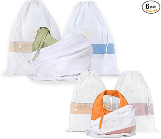 Hayden Hill Luxury Organice Cotton Dust Bags For Handbags - 6 Pack (Small-Med) - Handbag, Purse and Shoe Storage - Certified Carbon Neutral
