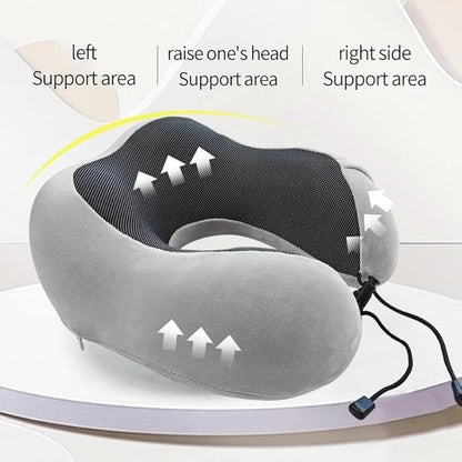 Airplane Travel Neck Pillow, 100% Memory Foam Ergonomic Neck Support, Airplanes Neck Pillow with Washable Cover Travel Essential for Flight & Office include Eye Mask, Earplugs & Carry Bag (Light Gray)