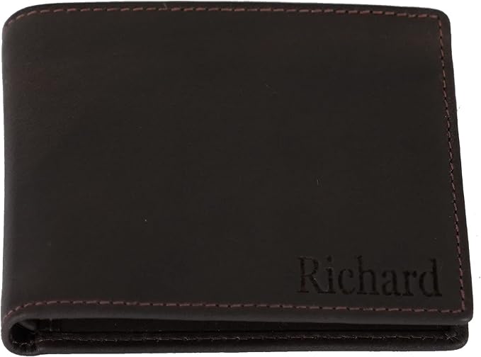 Generic, Personalized Wallet for Men, Dark Brown, Full-Grain Leather, RFID-Blocking, 11 Card Slots, Custom Gifts for Fathers Day