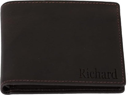 Generic, Personalized Wallet for Men, Dark Brown, Full-Grain Leather, RFID-Blocking, 11 Card Slots, Custom Gifts for Fathers Day