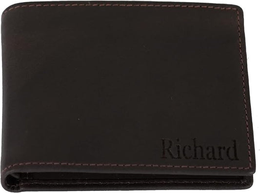 Generic, Personalized Wallet for Men, Dark Brown, Full-Grain Leather, RFID-Blocking, 11 Card Slots, Custom Gifts for Fathers Day