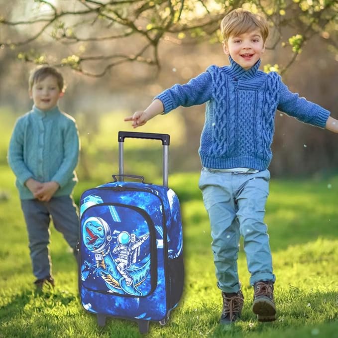 UFNDC Kids Suitcase for Boys,Dinosuar Luggage Rolling with Wheels，Travel Carry on for Children Toddler elementary