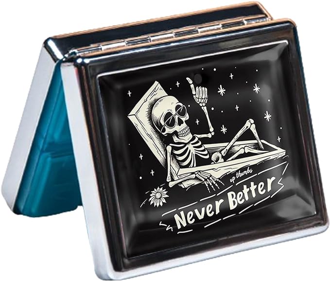 7 Days Chromed Shiny Silver Pill Organizer with Mirror Inside Has 8 Separate Compartments Rectangle,Versatile Storage for Medication - Ideal Travel Accessory (Better)