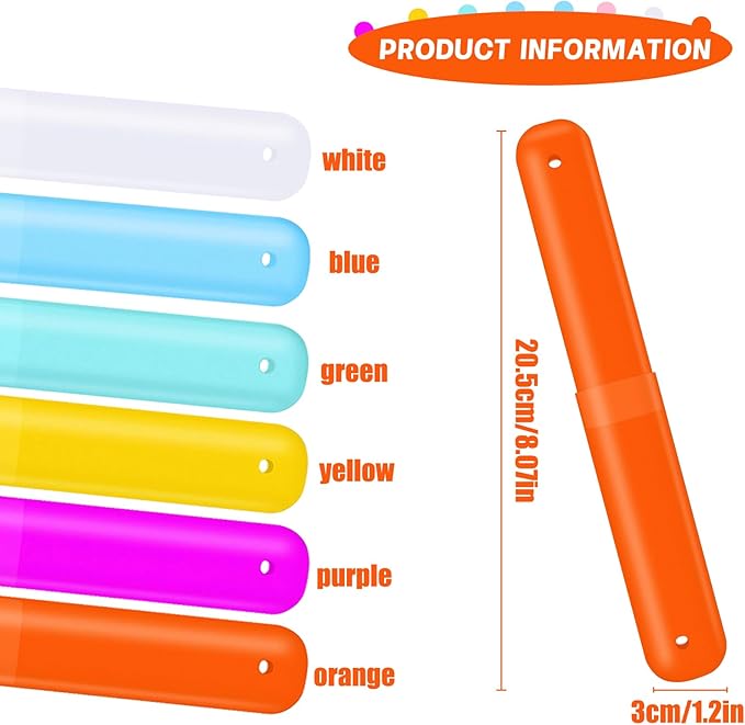 60 Pieces Travel Toothbrush Cases Holder Plastic Toothbrush Holders Portable Toothbrush Case Toothbrush Case Holders for Indoor Outdoor Travel Trip Home Camping School (6 Color)