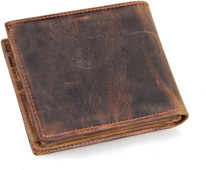 Genuine Leather Wallet for Men Handmade Vintage Italian Bifold Large Capacity RFID Blocking with Zipper (Dark Brown)