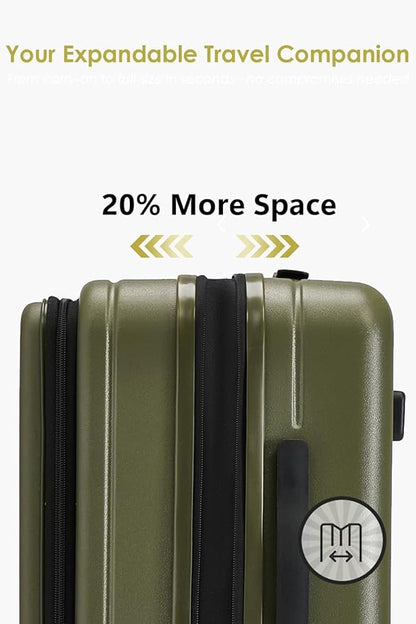 HotWay 24 Inch Expandable Front Opening Checked Luggage with Cup Phone Holder and USB Port, Lightweight Hardshell Suitcase with Wheels and TSA Aproved Locks