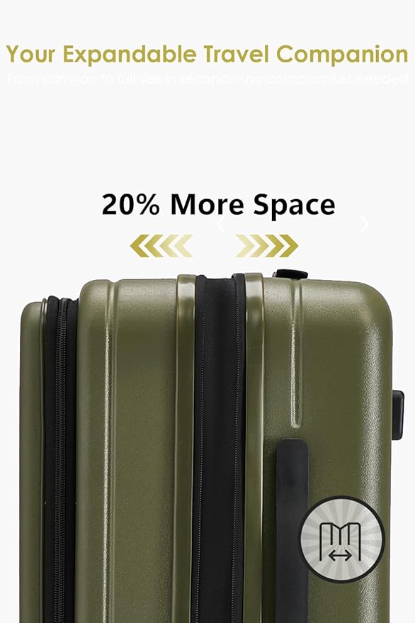 HotWay 28 Inch Expandable Front Opening Checked Luggage with Cup Phone Holder and USB Port, Lightweight Hardshell Suitcase with Wheels and TSA Aproved Locks