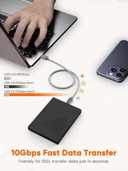 CableCreation USB C to USB A Cable 3FT, 10Gbps USB C to USB 3.2 USB 3.1 Gen2 USB A to C Data Cable, Android Auto 3A Fast Charge Cord for Type C External SSD MacBook, Galaxy S24+, iPhone 15/16+