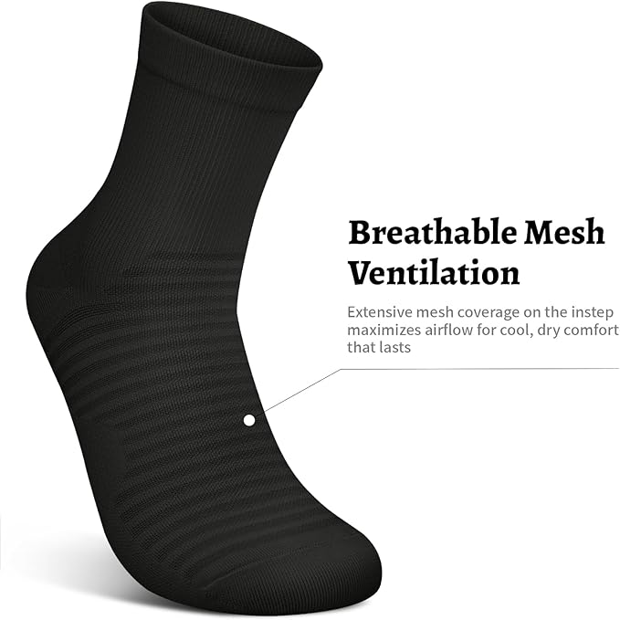Compression Running Ankle Socks for Men and Women (6 Pairs), Quarter Athletic Socks for Running, Cycling, Golf, Work