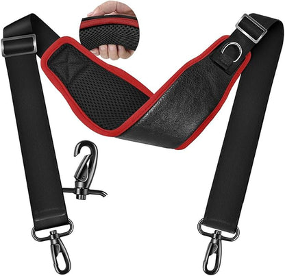 ZINZ Bag Shoulder Strap 78" with Ultra Cushion Breathable Pad,Durable Strap with Double Adjustable Buckles and Metal Hooks for D-ring Bags,Ideal for Individuals 5'11"and Taller,Black Red