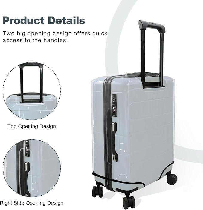 HYPER VENTURE Clear PVC Luggage Cover Full Transparent Suitcase Protector Fits 30 Inch Luggage, XL