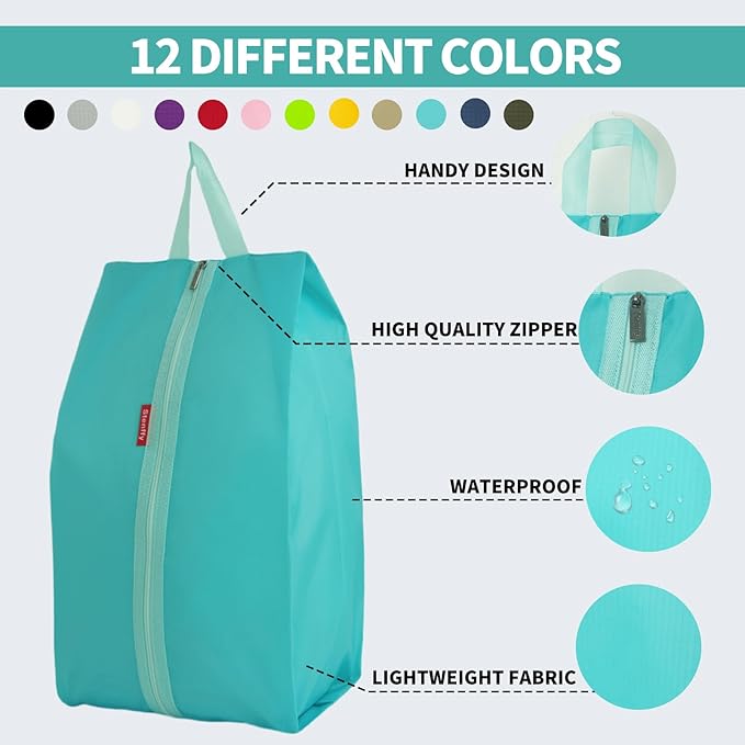 6pcs Portable Shoe Organizer, Travel Pouches with Zipper, Golf Shoe Bags, Clothes Bags, Soccer Cleats Bag Shoe Pouch for Gym, Waterproof, Odor-Resistant (Blue)