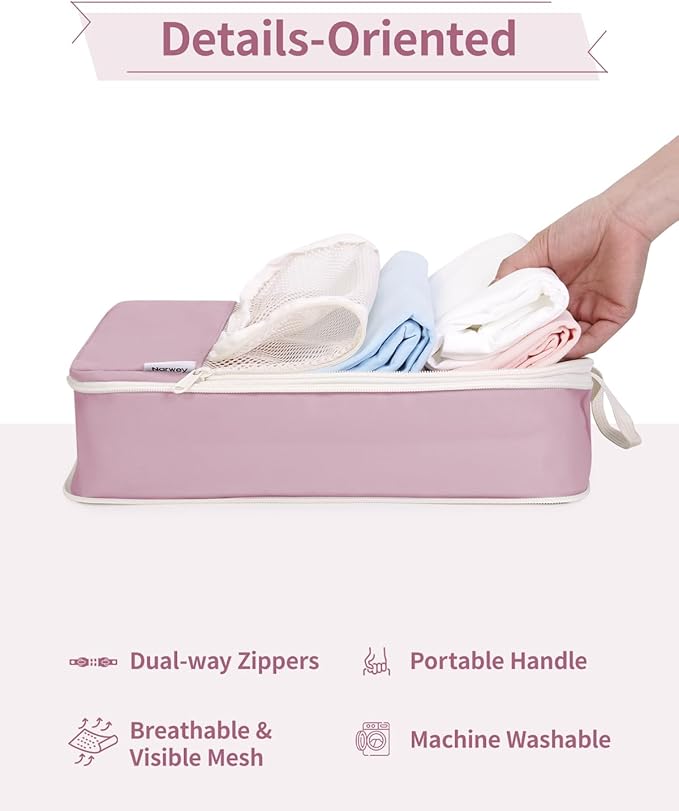 Narwey 6 Set Compression Packing Cubes for Travel Kids Women Carry on, Packing Organizers Bag for Backpack Luggage Suitcase Duffle Bags