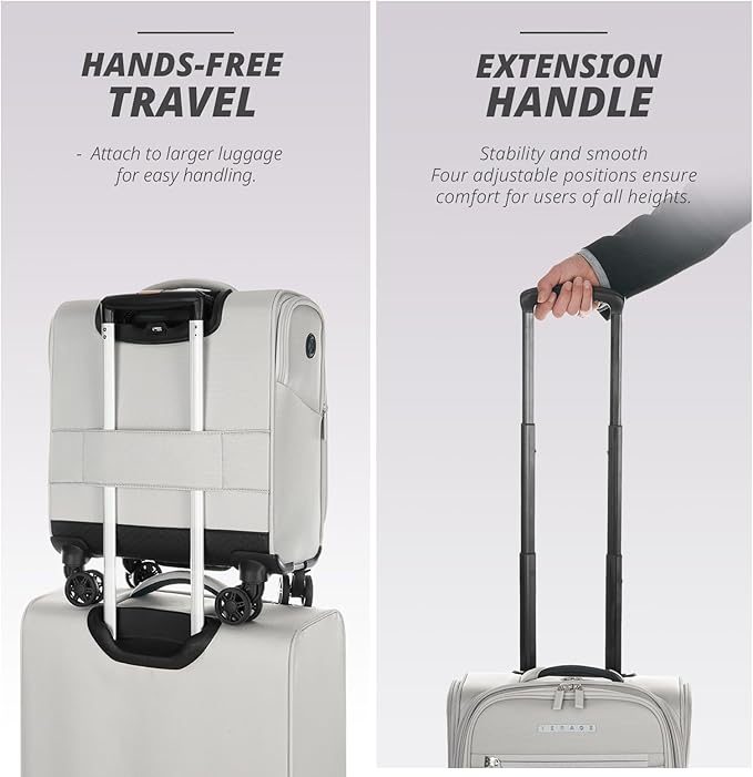 Verage Under Seat Luggage with Wheels, Softside Small Suitcase Spinner Carry On Luggage Bags for Airlines Airplanes Short Trip Men Women (Cloud Gray, 14-Inch Underseat)