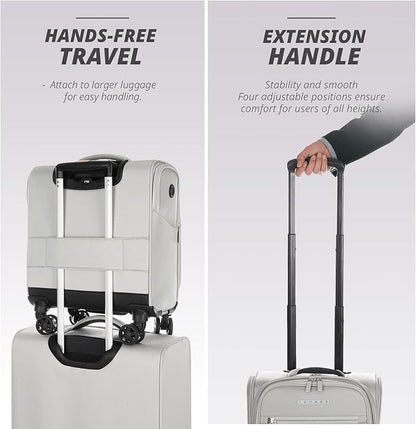 Verage Under Seat Luggage with Wheels, Softside Small Suitcase Spinner Carry On Luggage Bags for Airlines Airplanes Short Trip Men Women (Cloud Gray, 14-Inch Underseat)