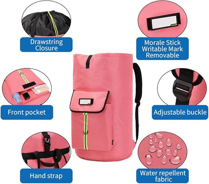 laundry bag backpack,extra-large heavy duty laundry bags,laundry backpack for college students,drawstring closure (bright red Laundry Backpack)