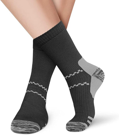 CHARMKING 6 Pairs Crew Compression Socks for Women & Men Circulation 15-20 mmHg is Best for All Day Wear Running Nurse
