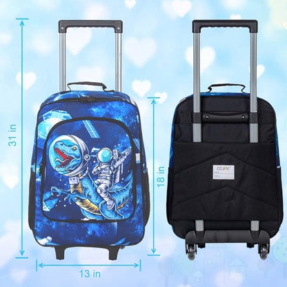 UFNDC Kids Suitcase for Boys,Dinosuar Luggage Rolling with Wheels，Travel Carry on for Children Toddler elementary