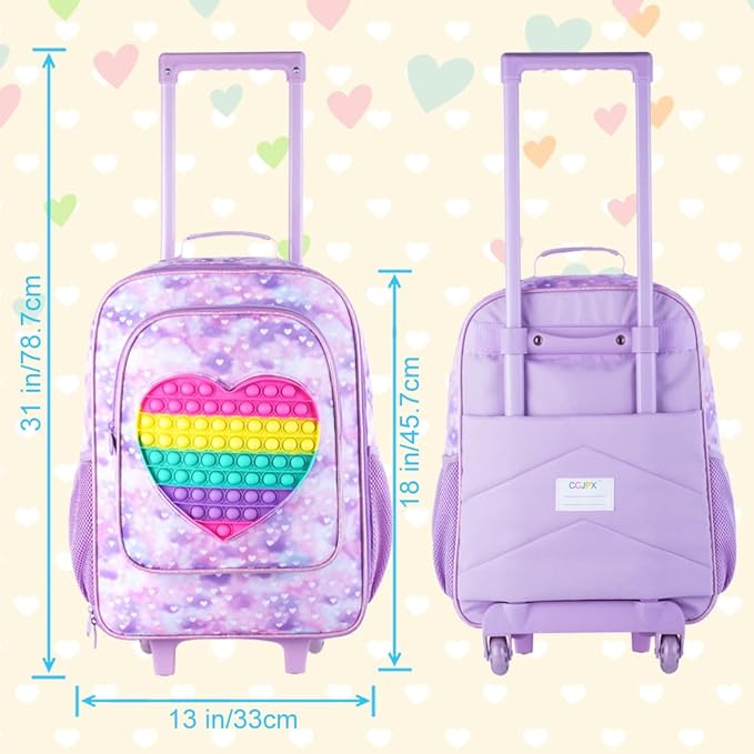 Kids Luggage for girls, Cute Kid Rolling Wheels Suitcase for Children Toddler