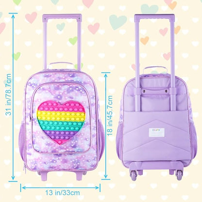 Kids Luggage for girls, Cute Kid Rolling Wheels Suitcase for Children Toddler