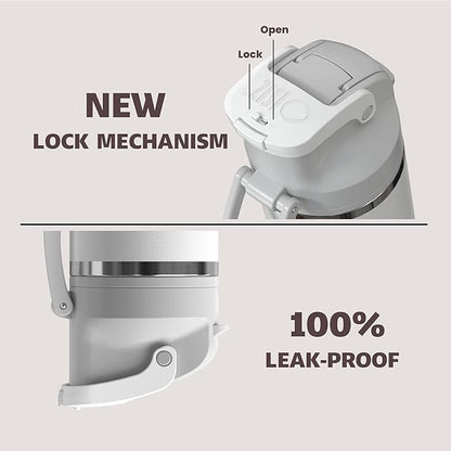 OISIZ Insulated Water Bottle 24 oz with 2 in 1 Spout and Straw Lid,One Click Safety Lock,100% Leakproof,Keep Cold 24H,Vacuum Stainless Steel Water Bottle for School,Travel and Sports,Dishwasher Safe