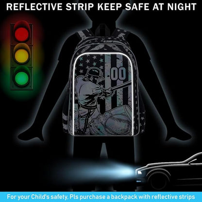 WZLVO 3PCS Boys Baseball Backpack Set, 17" Cool UV Printing Kids Bookbag/School Bag with Lunch Box & Pencil Bag for Elementary to Middle - Star-Spangled Baseball