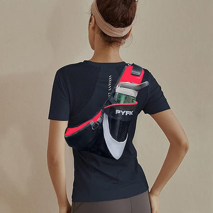 PYFK Running Belt Hydration Waist Pack with Water Bottle Holder for Men Women Waist Pouch Fanny Bag Reflective