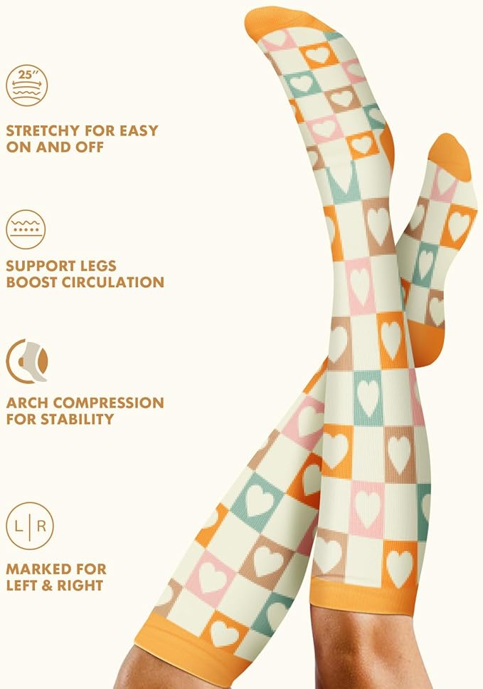 Cute Compression Socks for Women - 3 Pairs 20-30 mmHg Graduated Support Lightweight for Daily Wear Travel Nurse