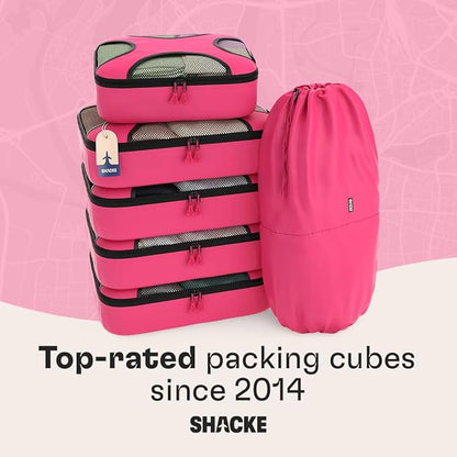 Shacke 6 Set Packing Cubes for Travel - Compression Packing Bags/Travel Organizer - Luggage Organizer Bags for Traveling - Travel Essentials for Women - Cruise Must Haves Packing List