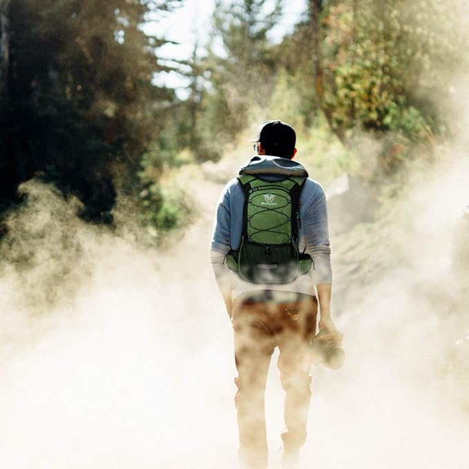 Insulated Hydration Backpack Pack with 3L BPA Free Leak Proof Water Bladder, Large Storage Lightweight Hiking Daypack with Waist Pouches & Cooler Layer, for Running, Biking, Camping, Festival