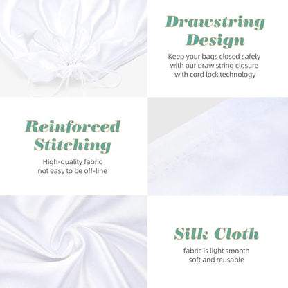 6 Pack Dust Bags for Handbags, Shoe Dust Bags for Purses, Silk Cotton Purse Cover Storage Bag(White, L-23.6 × 19.6 in)