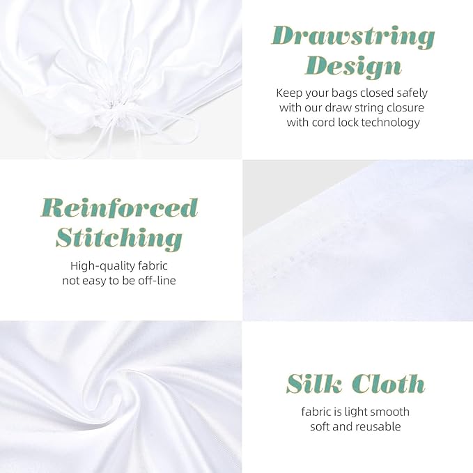 6 Pack Dust Bags for Handbags, Shoe Dust Bags for Purses, Silk Cotton Purse Cover Storage Bag(White, M-19.6 × 15.7 in)