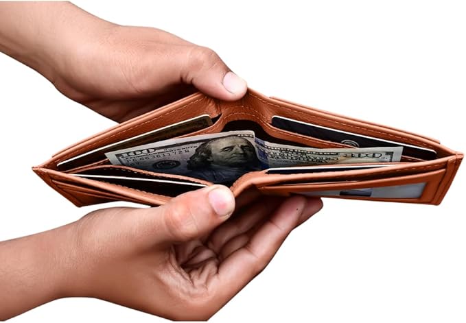 KARAKORAM LEATHER Artisan Made Premium Cowhide Leather Slim BiFold Wallet for Men | RFID Blocking Front Pocket Everyday Carry | Fits 12-14 Cards with 2 External Quick Access Slots (Sandstone Tan)