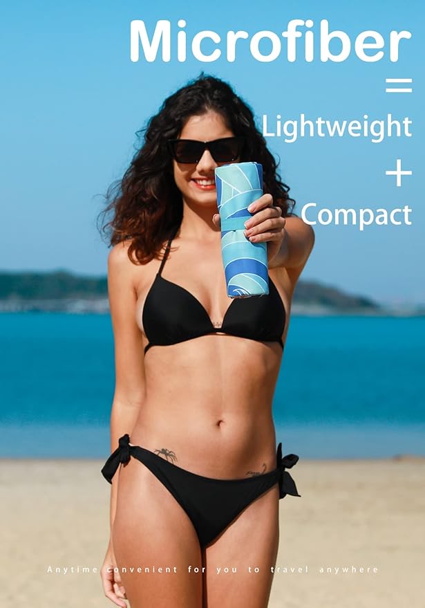 4 Pack Microfiber Lightweight Beach Towel Sand Free Quick Dry Absorbent Thin Compact Towels for Swimming Pool Camping Beach Accessories Large Easy Pack Travel Things for Vacation Essentials Gift