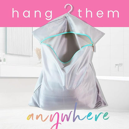 MUMI Travel Laundry Bag – Moisture & Smell-Proof Wash Bag with Folding Hanger & Outer Pouch | Large Washable Bags for Suitcase, Gym & Packing | Clothes Organizer for Trips & Storage - Purple