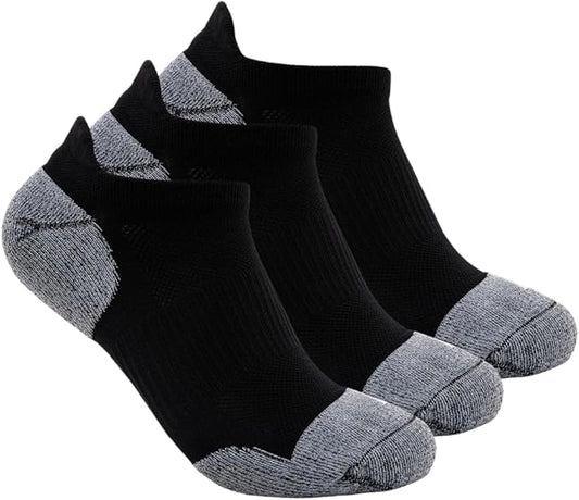 Unisex Compression Athletic Ankle Socks (3 Pairs) – Low Cut Tab Running Socks with Arch Support & Ideal for Pickleball