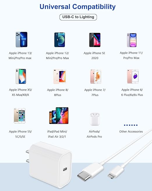 iPhone Fast Charger,Extra Long iPhone Charger Fast Charging 10Foot 2Pack i Phone Chargers 10FT USB C to Lightning Cable Cord Adapter for iPhone 14 Pro Max/14 Plus/13 Mini/13/12/11/X/XR/SE/iPad/AirPods