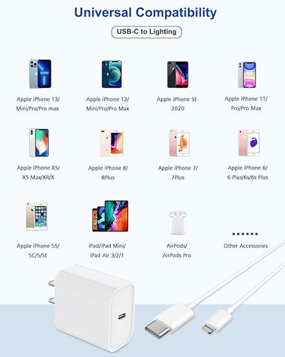 iPhone Fast Charger,Extra Long iPhone Charger Fast Charging 10Foot 2Pack i Phone Chargers 10FT USB C to Lightning Cable Cord Adapter for iPhone 14 Pro Max/14 Plus/13 Mini/13/12/11/X/XR/SE/iPad/AirPods