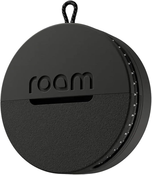 Roam Smart Tracker | Family-Friendly Eco Tracker for Keys, Bags & Kids’ Gear | Works with iOS & Android | Built-in Strap, QR Lost & Found | Replaceable Battery | No Extra App | 1-Pack, Black