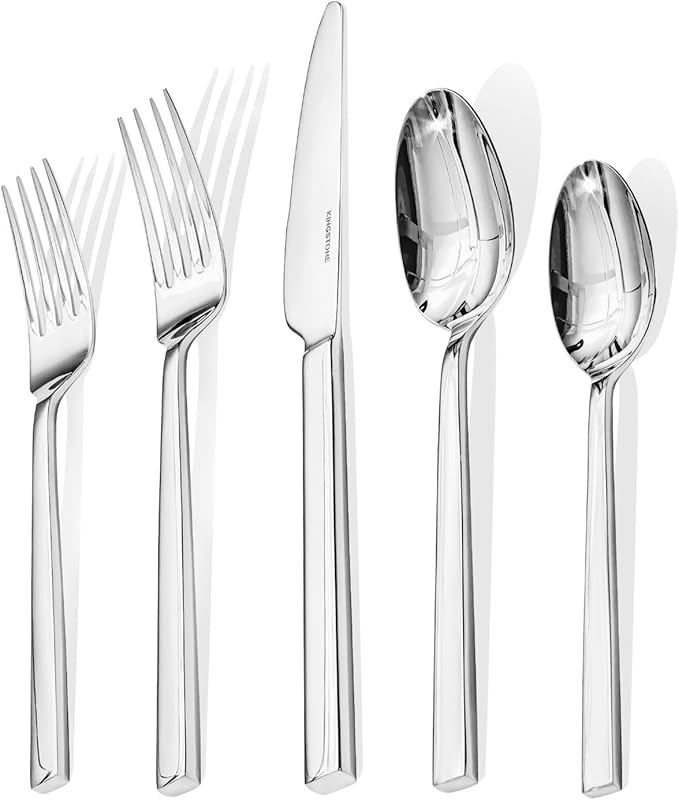 KINGSTONE Silverware Set, 30-Piece Flatware Cutlery Set Premium Stainless Steel, Service for 6, for Kitchen, Home, Wedding, Party, Mirror Polished and Dishwasher Safe