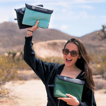 ECCOSOPHY Microfiber Beach Towel – Quick Dry Gym Towel, Highly Absorbent with Ribbed Texture, Lightweight – Ideal for Travel, Pool, Yoga, Fitness & Outdoor Adventures – 71x35 Fern