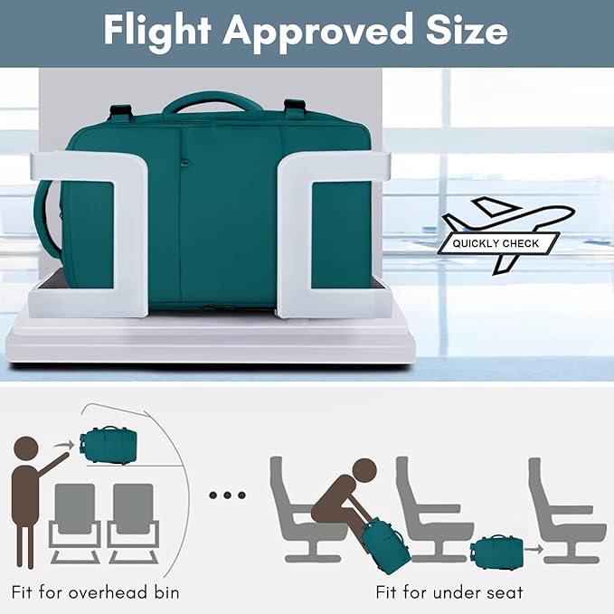 Taygeer Carry on Backpack for Men Women, Luggage Laptop Backpack for Airplane Travel with USB Charging Port, 35L Water Resistant Gym Weekender Bag for College Gift, Peacock Blue